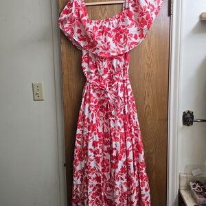 Lane Bryant One Shoulder Red Floral Dress